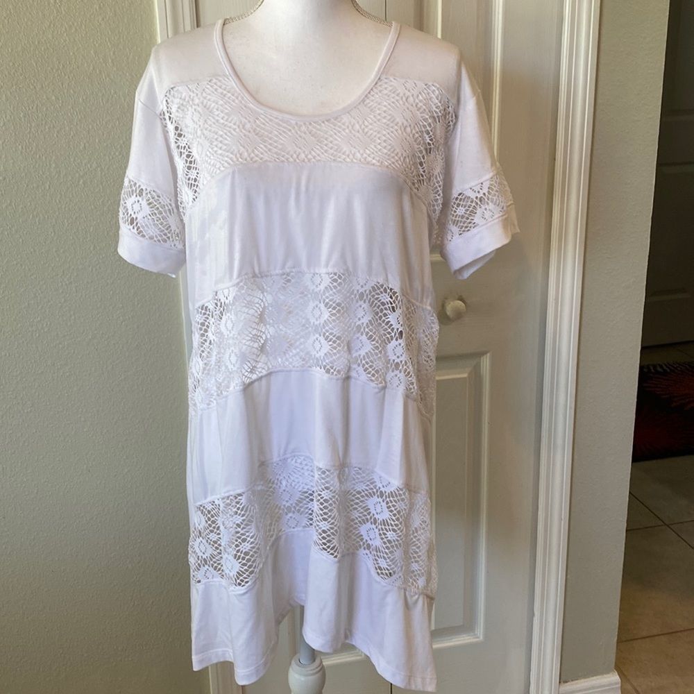White Swimsuit Coverup L
